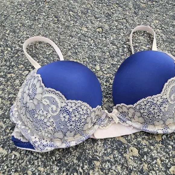 NWT Victoria's Secret Y2K Dream Angels Push-Up Bra 34B Royal Blue Lace Bow - Picture 5 of 12
